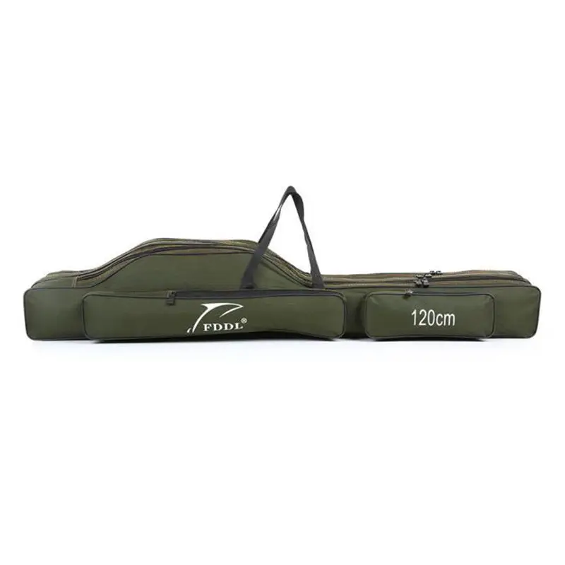 

Portable fishing storage bag Portable folding canvas carrier for tools Equipment bag for mixed cane tackle Three layers 120cm