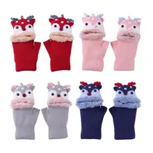 Зимние перчатки из 2 предметов, детские вязаные шерстяные перчатки С Откидывающейся Крышкой, мягкие теплые перчатки, варежки