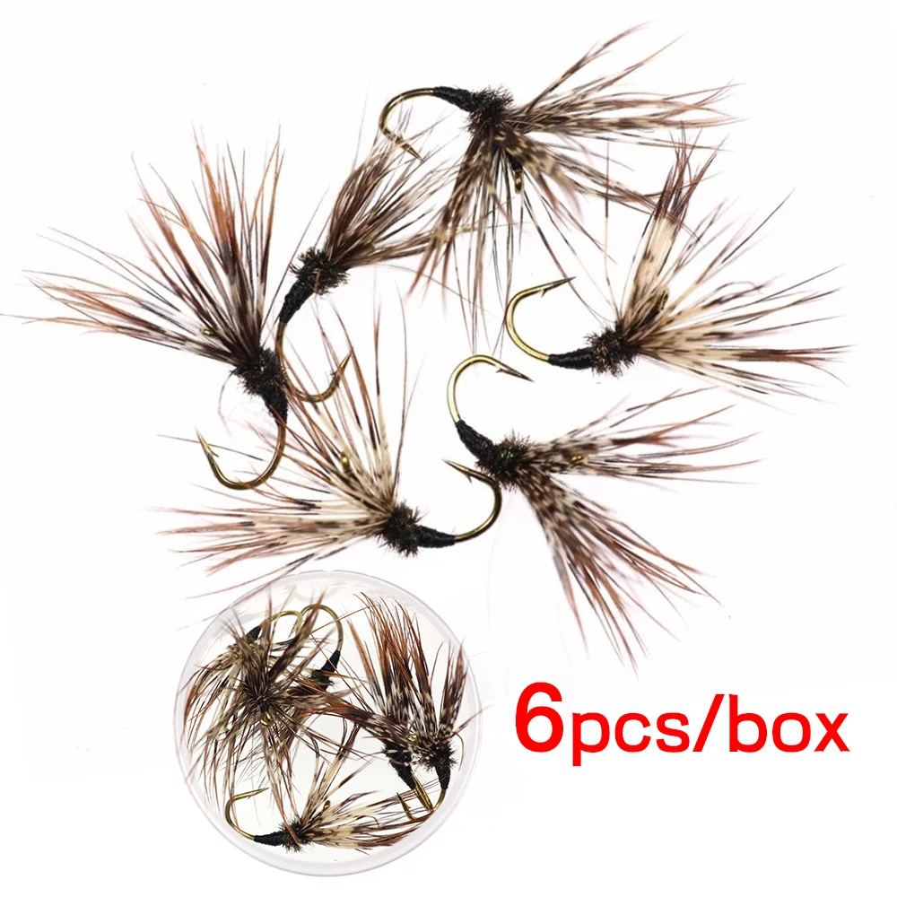 Bimoo 6PCS #12 Multiple Colors Tenkara Fly Soft Hackle Wet Fly Trout  Fishing Lure Bait Emerger Larvae Nymph Barbed Hook