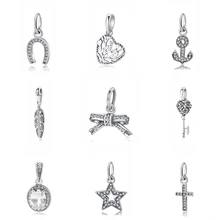 Бусины из стерлингового серебра 925, шарм, счастливая вера, перо, подвеска, талисманы, подходит для браслета Пандора, ожерелье для женщин, сделай сам, ювелирное изделие