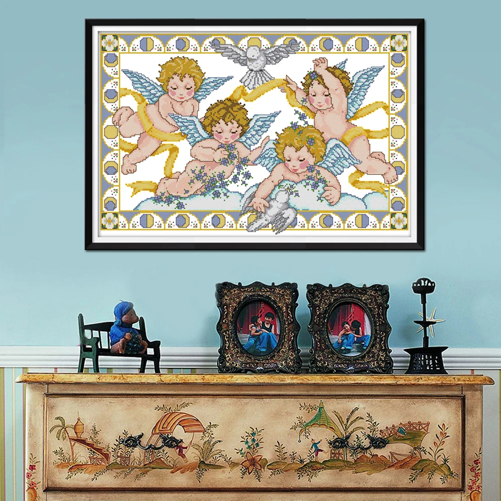Joy Sunday Angel's Blessing Cross Stitch RA242 14CT 11CT Counted and Stamped Home Decoration Blessing Angel Cross Stitch kits