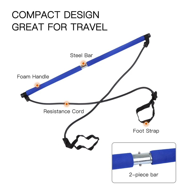 Многофункциональный фитнес-бар для йоги, пилатеса, эластичный бар, Тяговая веревка, сопротивление, бар, оборудование для силовых тренировок