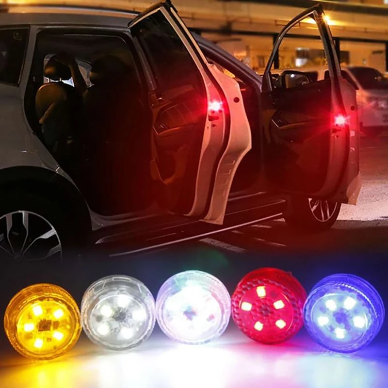 

2pcs 5 LEDs Car Openning Door Flash Warn Light Safety Indication Wireless Anti-Collision signal light parking lamps