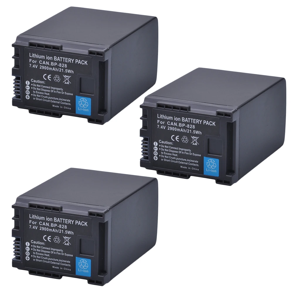 3 шт. 2900 мАч BP-828 BP 828 BP828 литий-ионный Батарея для Canon HFM300 HFM30 HFG30 HFG10 HFM40 HFM400 HFS30 HF20 HG20 G30 G40 XA20 XA25