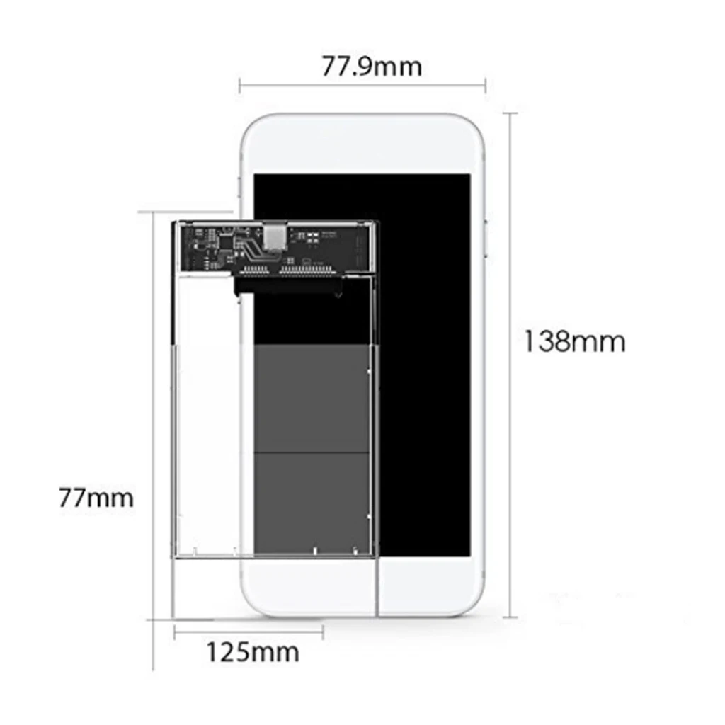 2.5inch USB 3.1 External Hard Drive Enclosure, USB3.1 to SATA Portable Clear Hard Disk Case for 2.5inch 7mm 9.5mm SATA HDD SSD