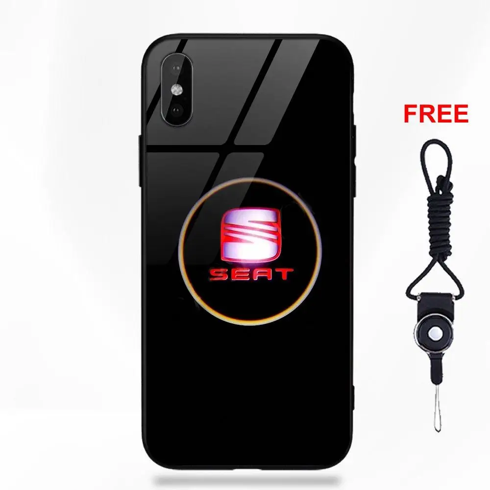Логотип сиденья для Apple iPhone 5 5C 5S SE 6 6S 7 8 Plus X XS Max XR прозрачный мягкий ТПУ оправа закаленное стекло чехол для телефона - Цвет: as picture