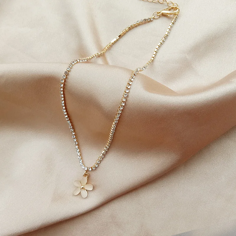 Австралийским опалом пяти лепестков цветка кулон ожерелье для женщин простой