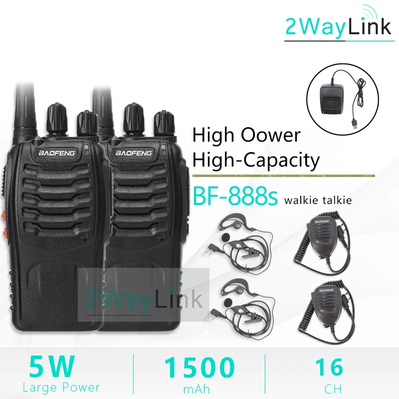 USB-MIC-Headset 2 шт Baofeng 888S двухстороннее радио с PPT Baofeng 888 Walkies портативное радио Baofeng BF-888S UHF 16CH для качественной связи - Цвет: USB-MIC-Headset