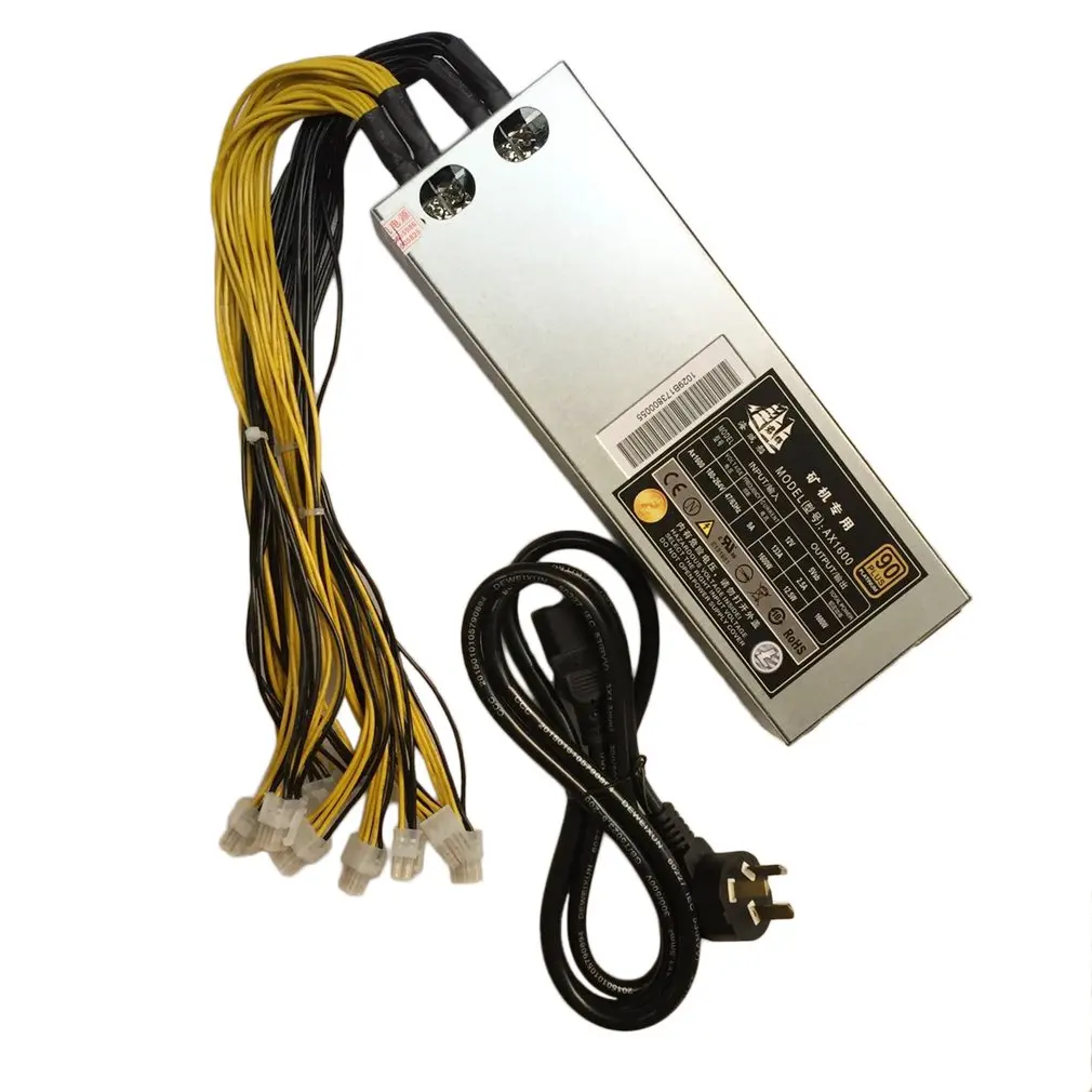 

For Bitcoin Miner Mining Power Supply S7 S9 12.5T/13T/13.5T AC180-264V 47/63Hz 9A Silver Housing 1600W 92%