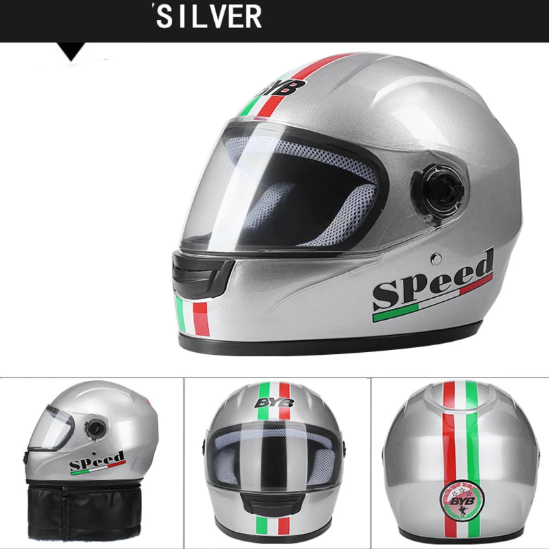 33x23x23 см Полнолицевой безопасный мотоциклетный шлем ABS безопасная структура шлемы для моторных видов спорта уличные гоночные шлемы - Цвет: Silver
