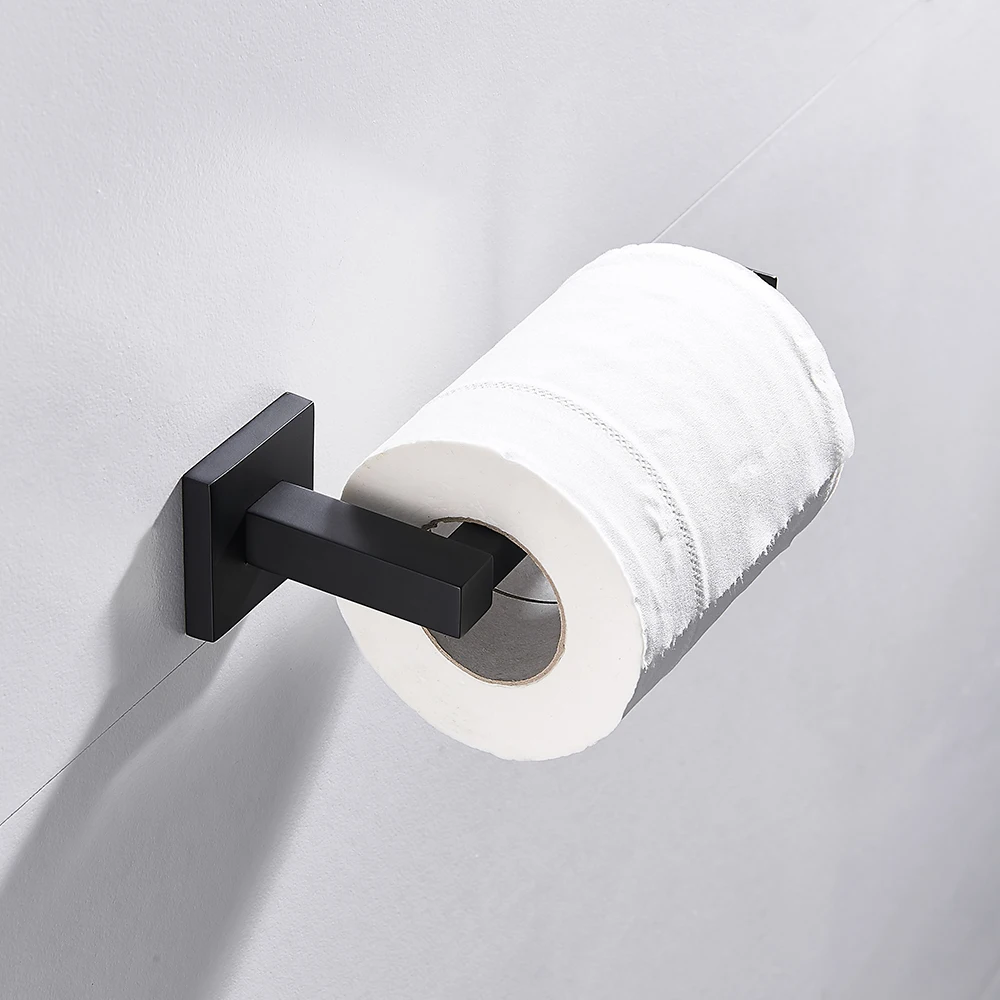 Держатель для туалетной бумаги для ванной комнаты из черной нержавеющей стали, аксессуары для ванной комнаты, кухонный настенный туалетный рулон, Полка для полотенец