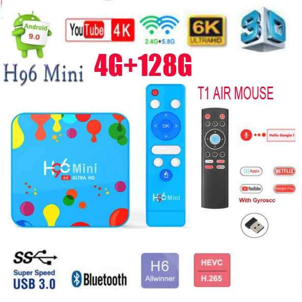 H96 мини H6 Android приставка для ТВ 9 0 h96 h8 6k 2 4G/5G двухъядерный процессор Wi Fi HDMI Испания