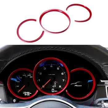 

3PCS ABS Plating Red Instrument panel Decorative Frame Trim For Porsche Macan Car modification Car accessories