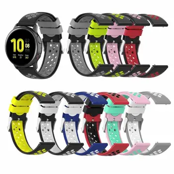 

20mm Two-color Wristband Silicone Watchband For Samsung Galaxy Watch Active 2 40mm 44mm Smart Watch Replacement Strap