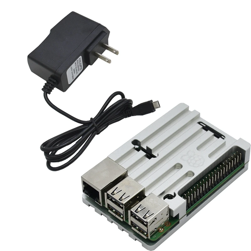 Для Raspberry Pi 3 Model B+(Plus)+ ЧПУ Алюминий чехол+ 5V 2.5A Мощность адаптер с поддержкой Wi-Fi и Bluetooth Декодер каналов кабельного телевидения штепсельная вилка стандарта США