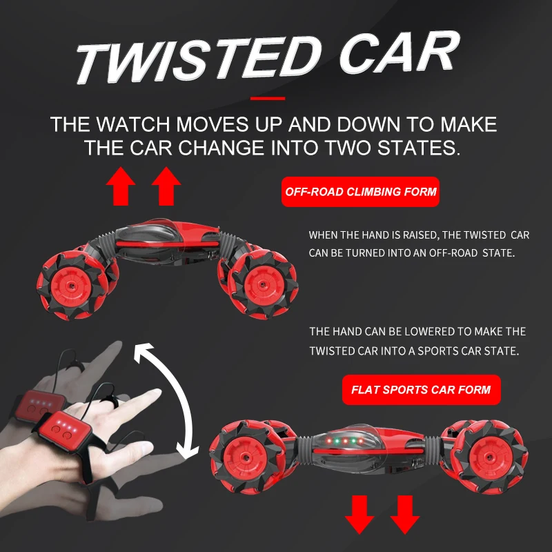 

Newest Remote Control Cars Gesture Sensing Stunt Kid Light Music Turning Car Distortion Climbing Off-road Vehicle Model For Xmas