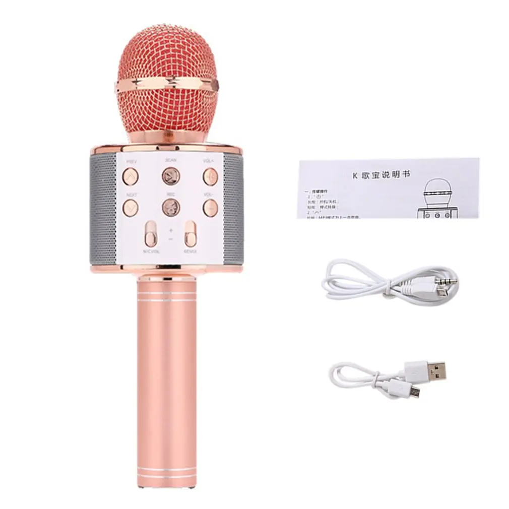 rosegold Беспроводной Bluetooth беспроводной микрофон Микрофон домашний KTV музыка игры Встроенный Bluetooth динамик портативный микрофон - Цвет: rosegold