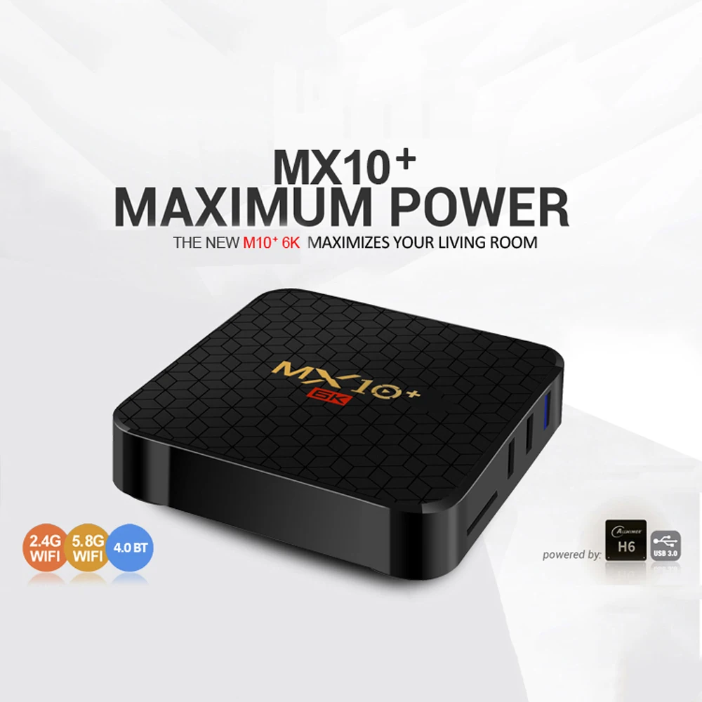 Android 9,0 MX10 PLUS Smart tv BOX 6K 3D четырехъядерный Wifi медиаплеер 4 Гб ОЗУ 64 Гб ПЗУ IP ТВ смарт-приставка Bluetooth 4,0