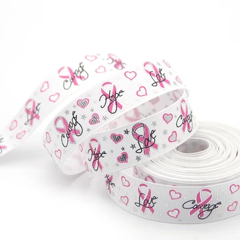 

7/8''(22mm) disease Cancer Awareness printed polyester ribbon 50 yards DIY handmade materials wedding gift wrap,50Yc1615