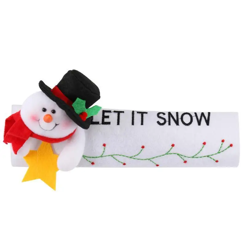 snow man С изображениями героев мультфильмов, Рождественская тематика, Ручка дверцы холодильника крышка Xmas год декорированная Милая микроволновая печь холодильник с одной ручкой, рождественские костюмы - Цвет: snow man