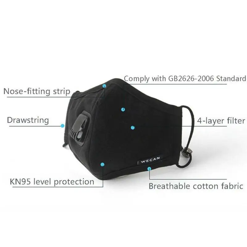 PM2.5 анти-Дымчатая хлопковая маска для женщин дыхательный клапан Анти-пыль рот маска Активированный уголь респиратор рот Муфельная маска для мужчин