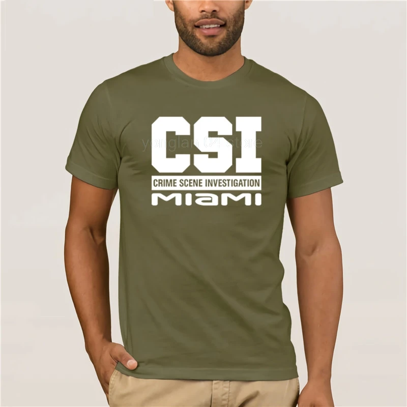 Летняя Модная креативная Футболка с принтом хлопок CSI рубашка Майами вывод рубашка - Цвет: army green
