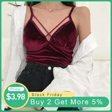 Бархатные топы, женские сексуальные топы с открытой спиной и v-образным вырезом, облегающие топы с бретельками, женские короткие топы