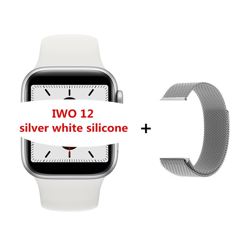 white add steelstrap IWO 12 умные часы 44 мм 40 мм часы 5 W55 умные часы с дистанционным управлением siri часы для iPhone Android телефон PK IWO 7 8 9 10 11 - Цвет: white add steelstrap
