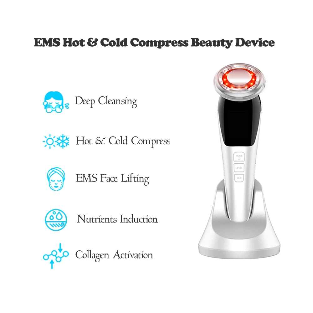

EMS LED Light Beauty Instrument Ultrasonic Facial Skin Lifting Face Cleansing Massage Acne Clearance Wrinkle Reduction Machine