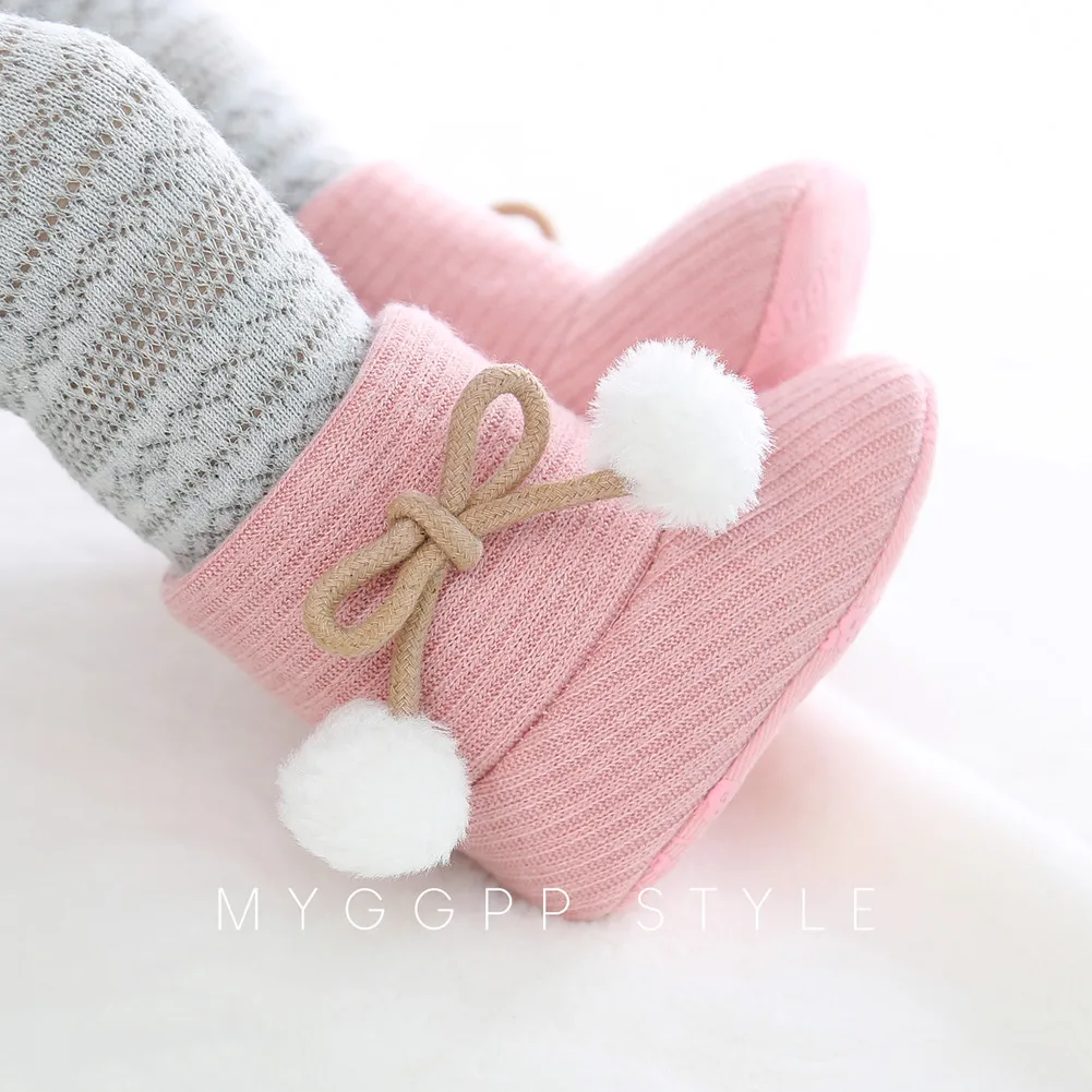 Зимние ботинки на мягкой подошве для маленьких девочек; теплые ботинки для малышей - Цвет: Розовый