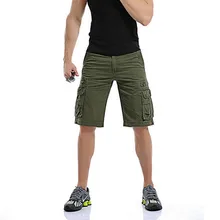 Мужские шорты Карго, лето, мужские, Длина s, по колено, хлопок, повседневные, армейский зеленый цвет, много карманов, свободные шорты, бермуды, брюки, 29-40