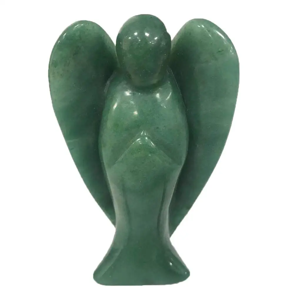 Светло-зеленый 4inch Natural Green Aventurine Angel Gemstone Crystal Quartz Gemstone Healing Reiki Energy Figurine For Gift& Decoration - Цвет: Светло-зеленый