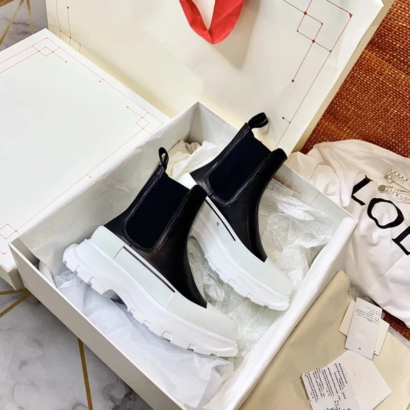 Роскошный Ontwerp Vrouwen Enkellaars Mode Slip De kle Op Korte Laarzen Platform Wiggen боевой Zapatos Muje | Спорт и