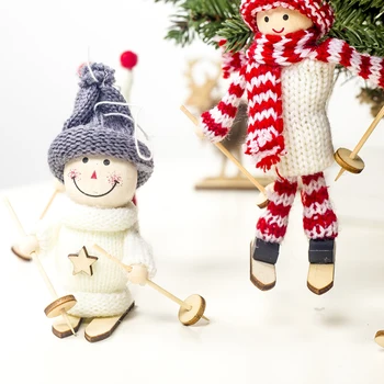 

5pcs Cute Wooden Doll Pendant Creative Christmas Tree Hanging Ornaments Decoration Pendants For Closet Door Window Children Gift
