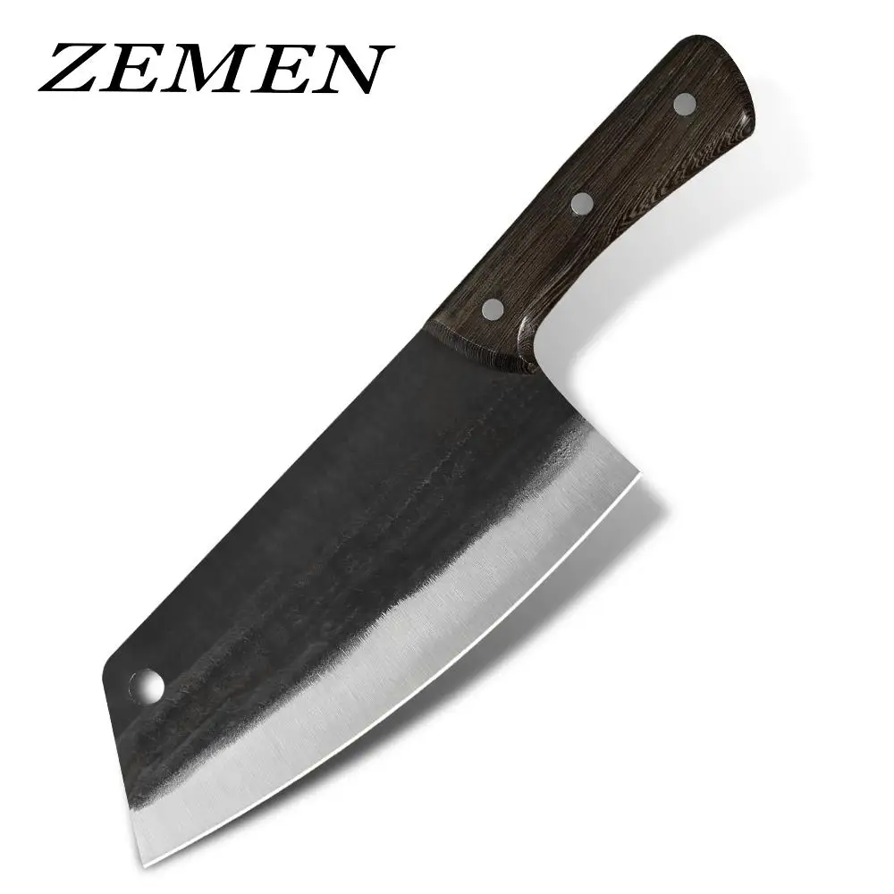 ZEMEN Meat Cleaver Chopper Knife Stainless Steel Cut Bones Professional Butcher Heavy Duty Blade Kitchen Accessory | Дом и сад