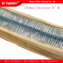 100 шт. 1/4W металлический пленочный резистор 1R~ 1 м 100R 220R 330R 1K 1,5 K 2,2 K 3,3 K 4,7 K 10K 22K 47K 100 к 100 220 330 1K5 2K2 3K3 4K7 ом