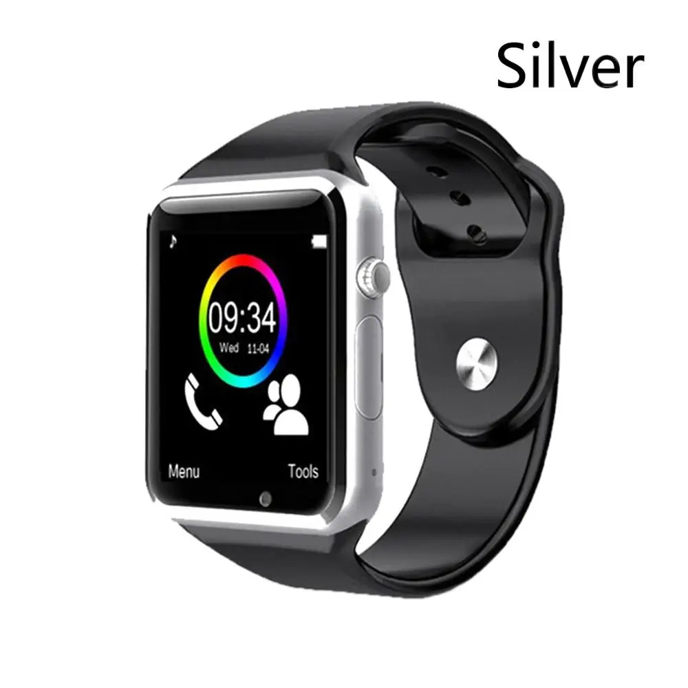 Sliver Смарт часы A1 Bluetooth наручные часы Спорт Шагомер с sim-камерой SmartWatch водонепроницаемый для Android IOS PK GT08 V8 DZ09 Z6 - Цвет: Sliver