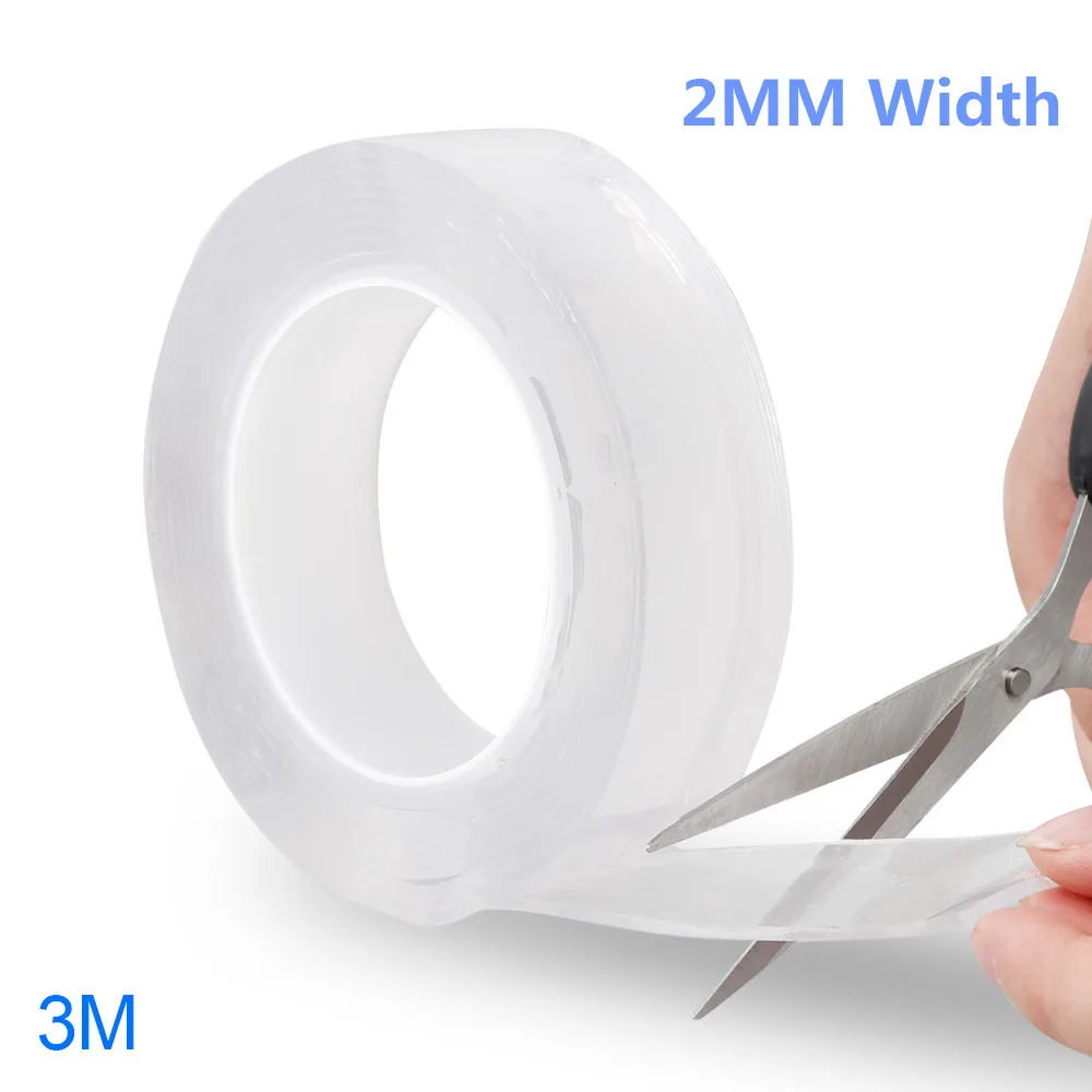 2MM 3M 1/3/5M Nano лента многоразовая прозрачная никаких следов Magic двухстороннего скотча можно мыть акриловые фиксирующая лента синего цвета для домашнего ремонта - Цвет: 2MM 3M