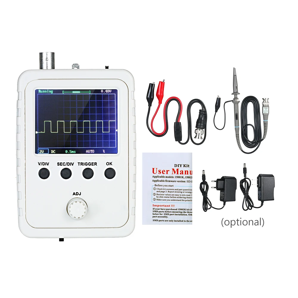 

KKmoon 2.4" TFT Digital Oscilloscope Kit with Power Supply BNC-Clip Cable Probe DS0150 (Assembled Finished Machine) VS DSO138