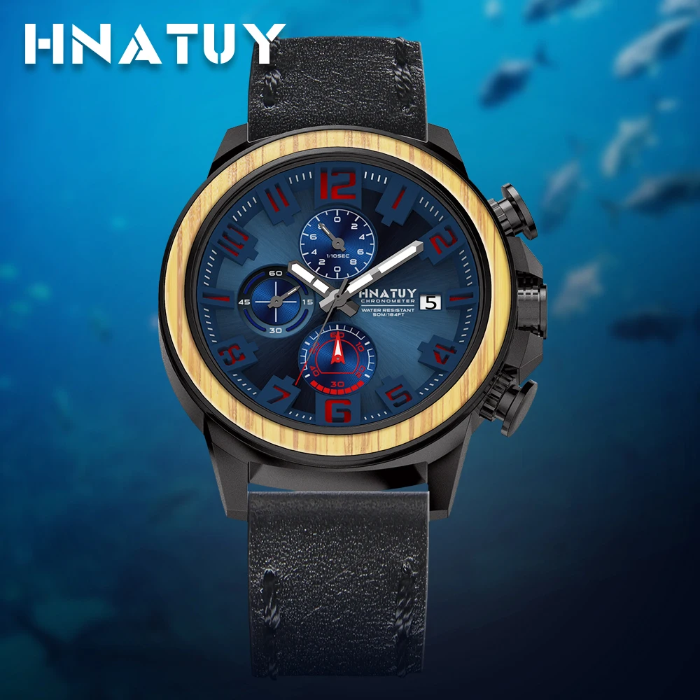 Hnatuy, мужские часы, водонепроницаемые, Топ бренд, Роскошные, военные, кожаные, наручные, мужские, наручные часы, модные и повседневные, кварцевые часы