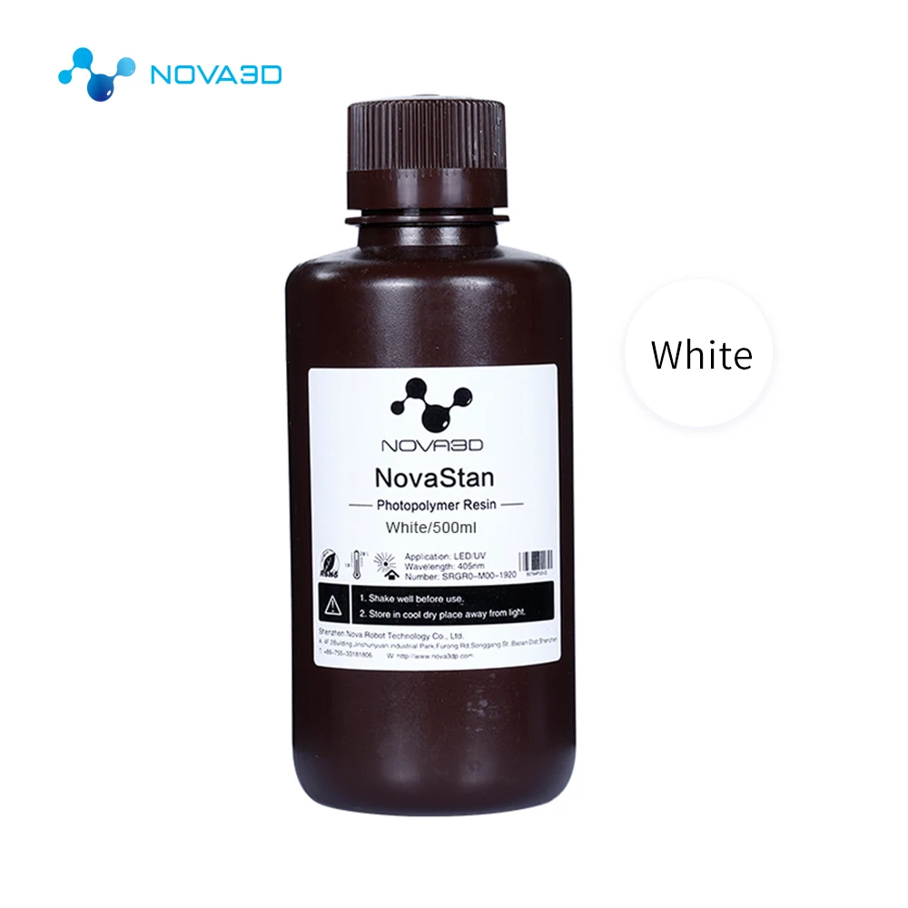 500ml white NOVA3D принтер 405nm УФ полимерный печатный материал lcd DLP SLA УФ чувствительный жидкий фотополимер - Цвет: 500ml white