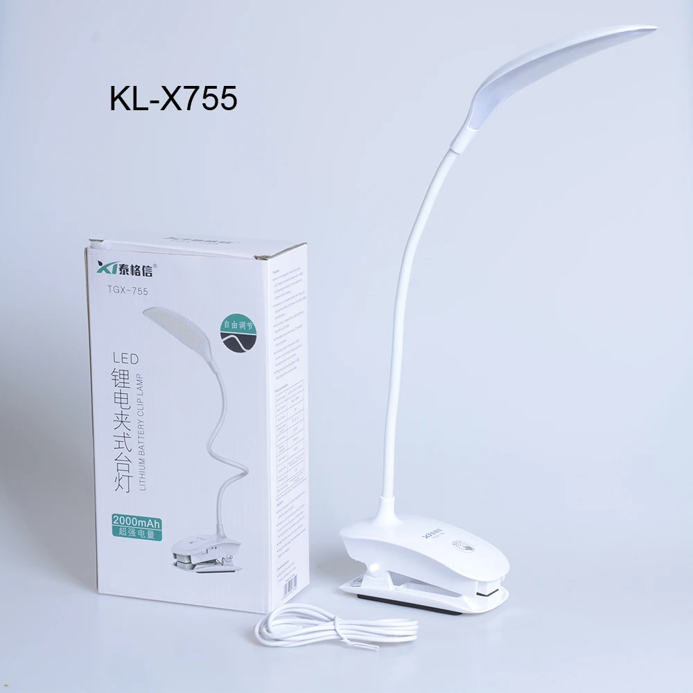 KL-X755 Светодиодный клип-лайт лампа настольная 3 режима, USB сенсорный перезаряжаемый светодиодный настольный светильник для чтения - Цвет корпуса: KL-X755