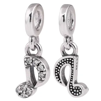 

New 925 Sterling Silver Bead Charm My Musical Note With Crystals Pendant Beads Fit Pandora Bracelet Bangle DIY Jewelry