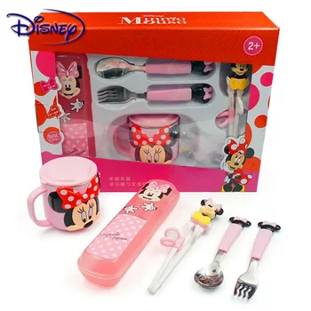 

Disney children's spoon cutlery set stainless steel practice spoon training chopsticks student cutlery five-piece suit