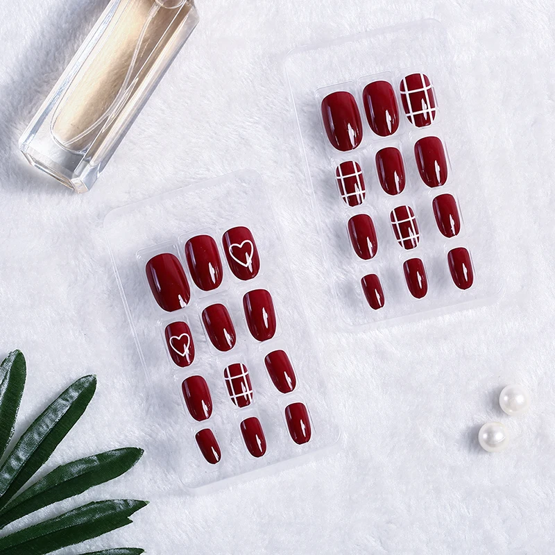 Acrylic Fake Nails for daily wear Nail finished false nails short paragraph 24pcs