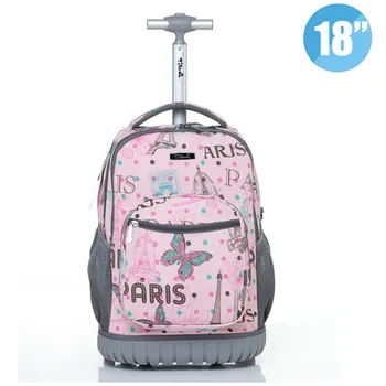

New 18 inch Rolling Backpack Children Trolley School Bags Multifunction Wheeled Bookbag Travel Bag for Kids and Students Mochila