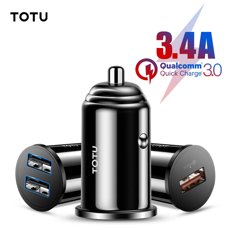 

TOTU Mini Dual USB Car Quick Charge 3.0 Car Charger For iPhone xs Samsung Xiaomi Car Fast Charging Mobile Phone Charger Adapter