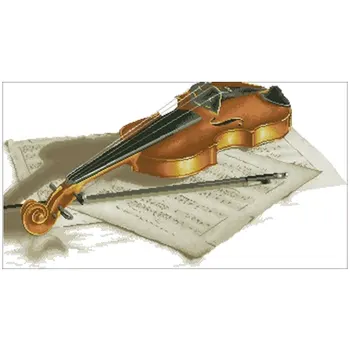 

Violin and sheet music patterns Counted Cross Stitch 11CT 14CT 18CT DIY Chinese Cross Stitch Kits Embroidery Needlework Sets