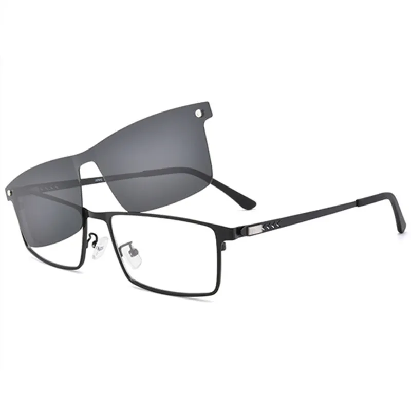YOOSKE поляризационные солнцезащитные очки для мужчин с магнитным зажимом, деловые металлические оптические оправы для очков по рецепту