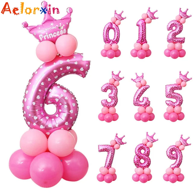 Baby Birthday Present Decoration Party Hat Cartoon Birthday Children Balloon Layout Inflatable Column 32-inch Digital 4